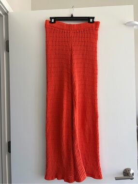 ZARA Orange Knit Wide-Leg Cover up  Pants